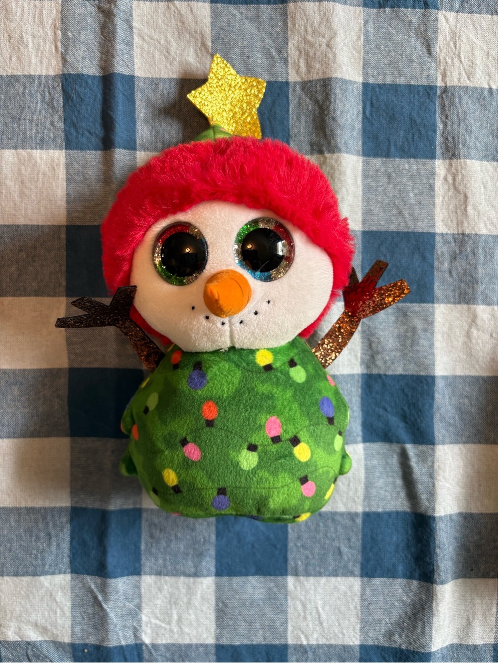 Plush Holiday Snowman Tree 8in Name is Garland